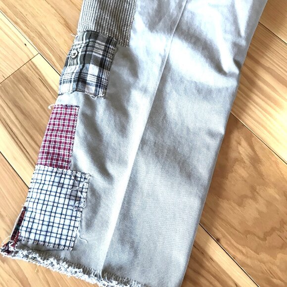 Upcycled Cropped Boho Patchwork Khaki Pants, Travel Leisure Women's Size 10 - Picture 11 of 14